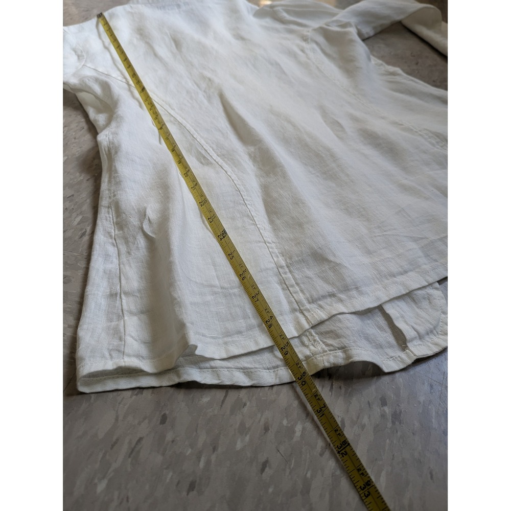 FLAX White Linen Boyfriend Blazer Milk S Minimalist Lagenlook Resortwear NWT - Picture 13 of 13